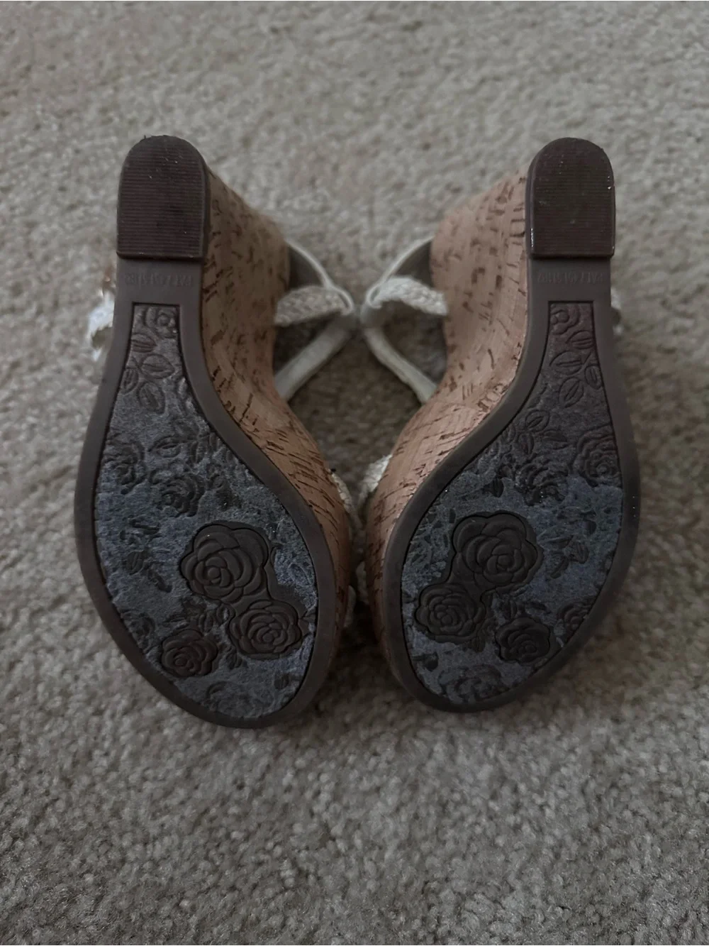 Carlos by Carlos Santana White Braided Cork Wedge Sandals Size 5.5